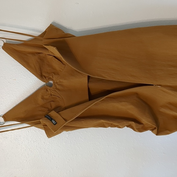 ZARA Cutout Ruched Mini Dress Copper M - Picture 14 of 16